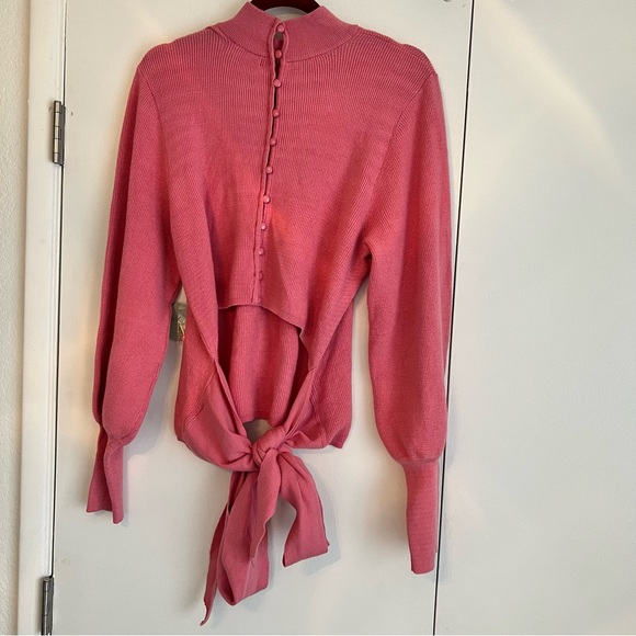 Ryegrass Pink Mock Neck Back Tie Pullover Sweater (Size XXL) NWT - Picture 2 of 12